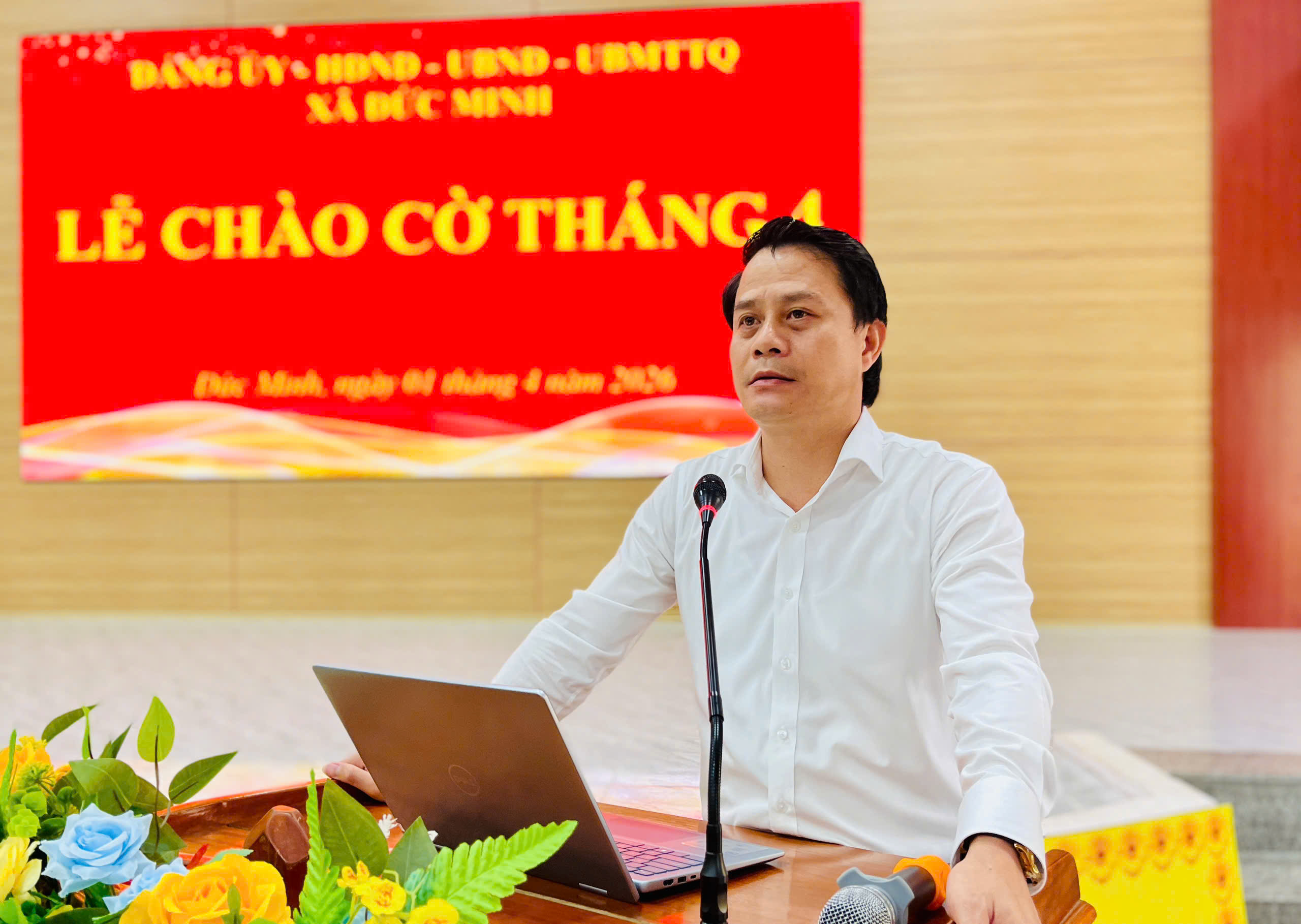 Đảng ủy xã Đức Minh triển khai các nhiệm vụ trọng tâm trong Lễ chào cờ tháng 4