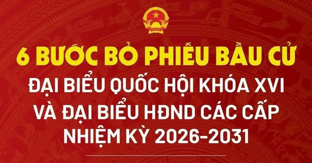 Quy trình 6 bước bỏ phiếu bầu cử đại biểu Quốc hội khóa XVI và đại biểu HĐND các cấp nhiệm kỳ 2026-2031