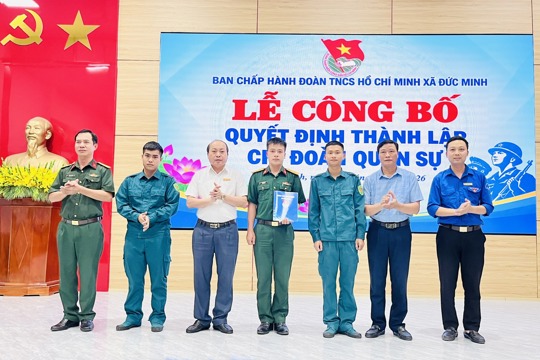 Đức Minh công bố thành lập Chi đoàn Quân sự và kiện toàn nhân sự Đoàn xã