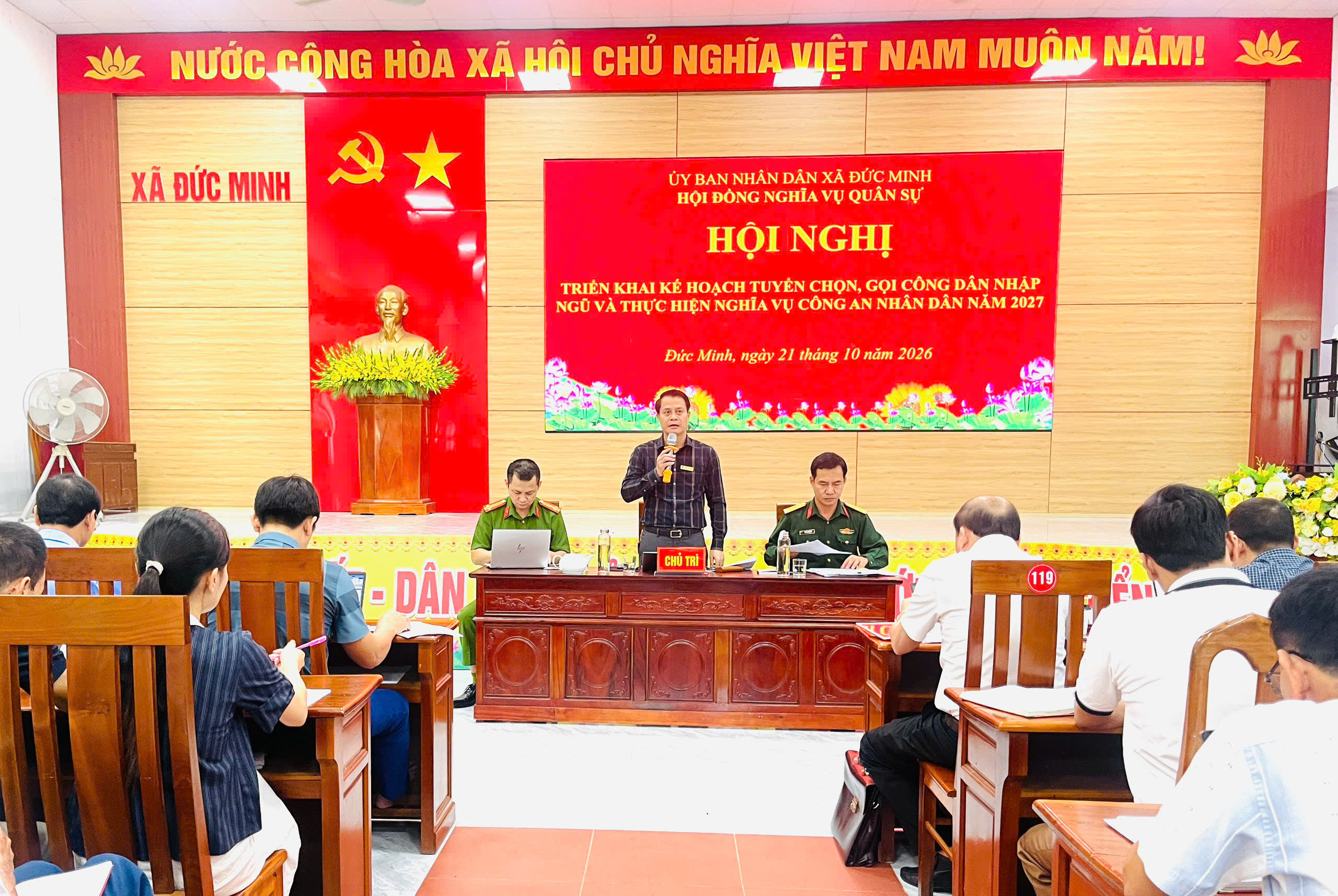 Đức Minh triển khai công tác tuyển chọn, gọi công dân nhập ngũ và tham gia nghĩa vụ Công an nhân dân năm 2027