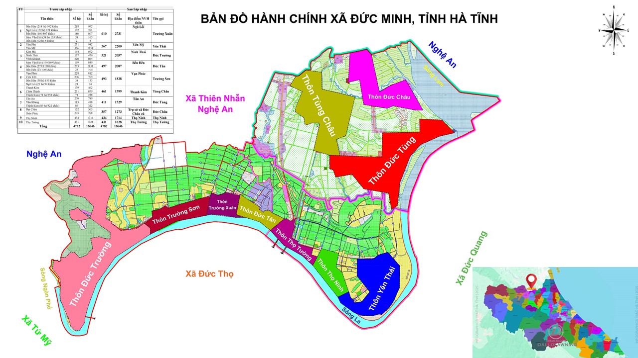 Bản đồ ranh giới các thôn sau sáp nhập